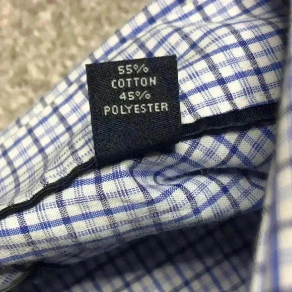 Tommy Hilfiger Button Down Shirt White and Blue Check Pattern - Picture 9 of 9
